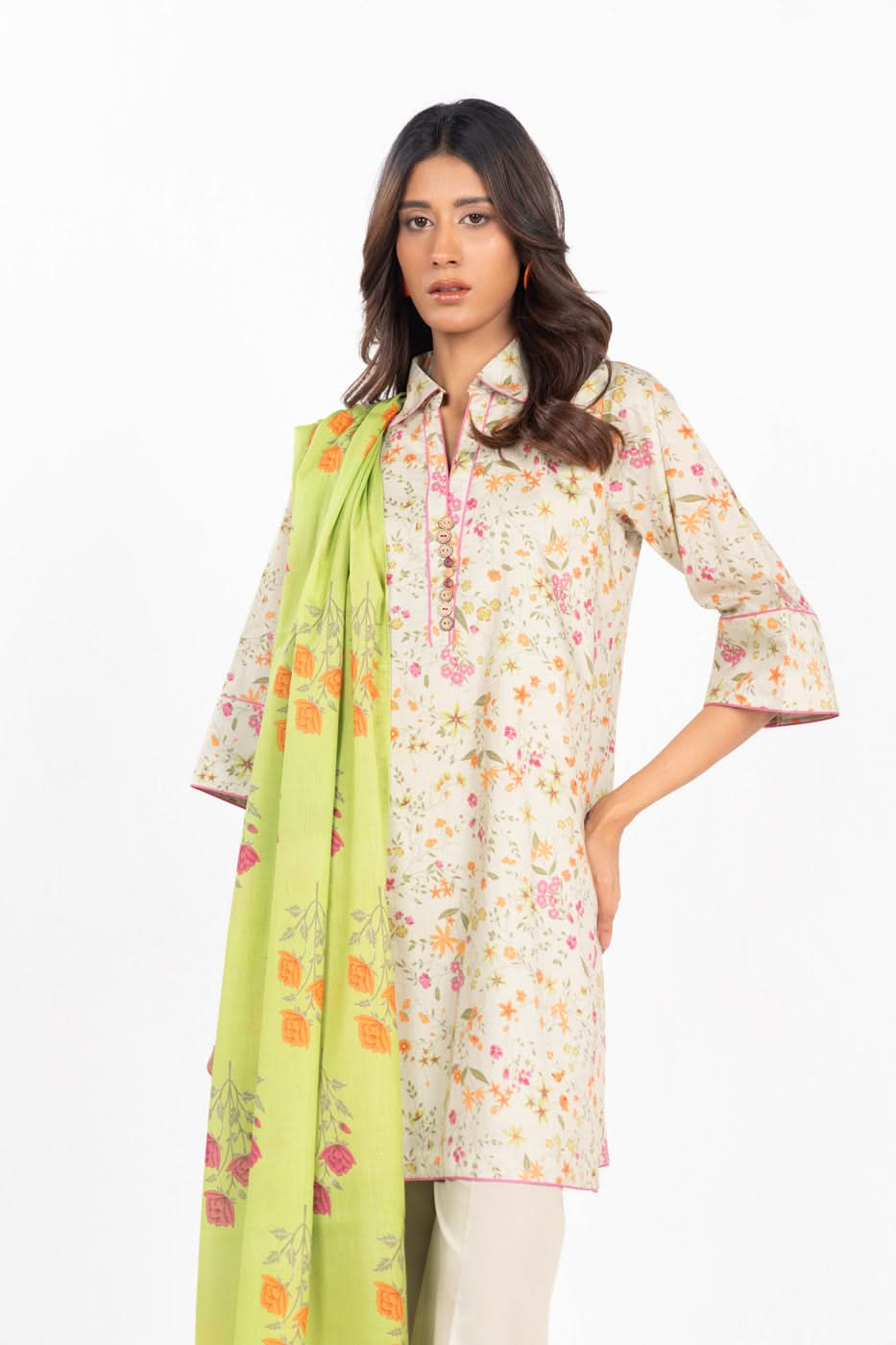 3 Piece Printed Lawn Suit With Printed Lawn Dupatta