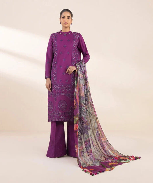 3 Piece - Embroidered Cotton Suit