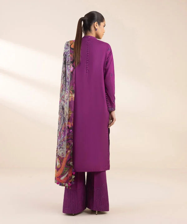 3 Piece - Embroidered Cotton Suit