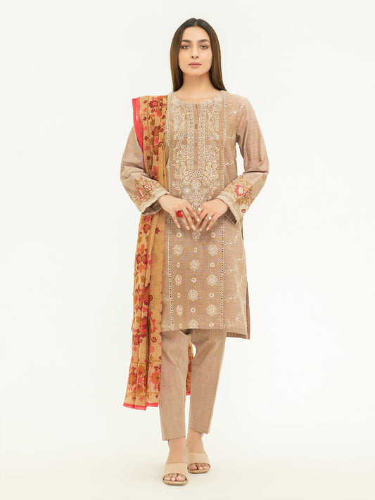 3 Piece Yarn Dyed Suit-Embroidered (Pret)