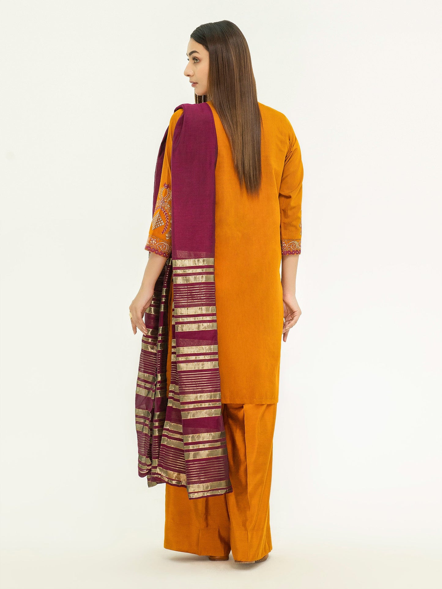 3 Piece Silk Suit-Embroidered (Pret)