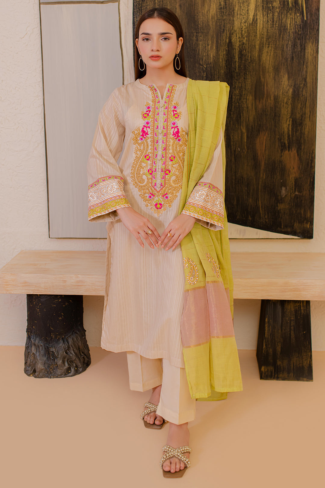 Embroidered Kurta Dupatta - 1094