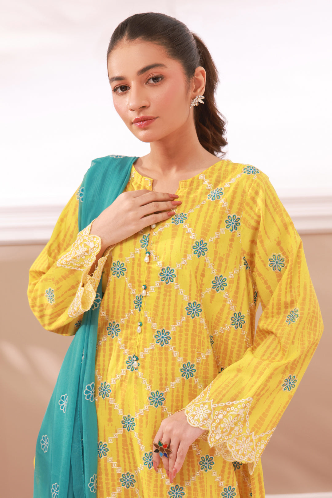 Embroidered Kurta Dupatta Trouser - 2133