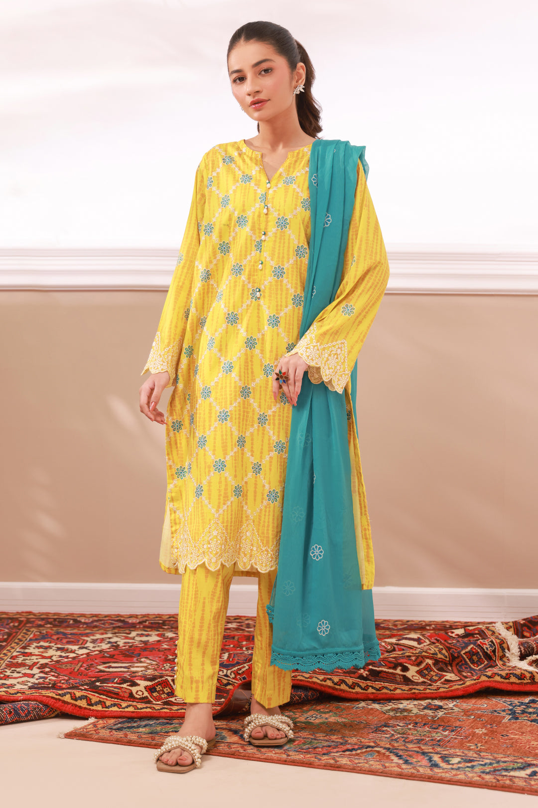 Embroidered Kurta Dupatta Trouser - 2133