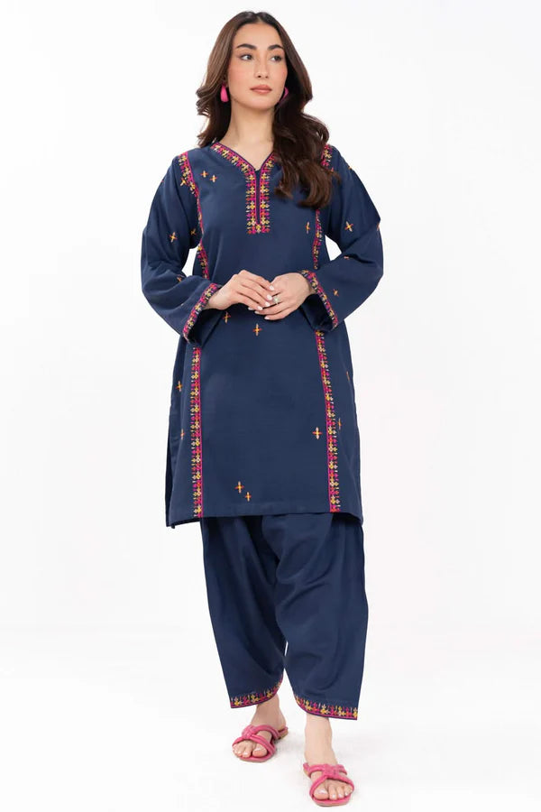 Stitched - 2 Pc Embroidered Khaddar Outfit