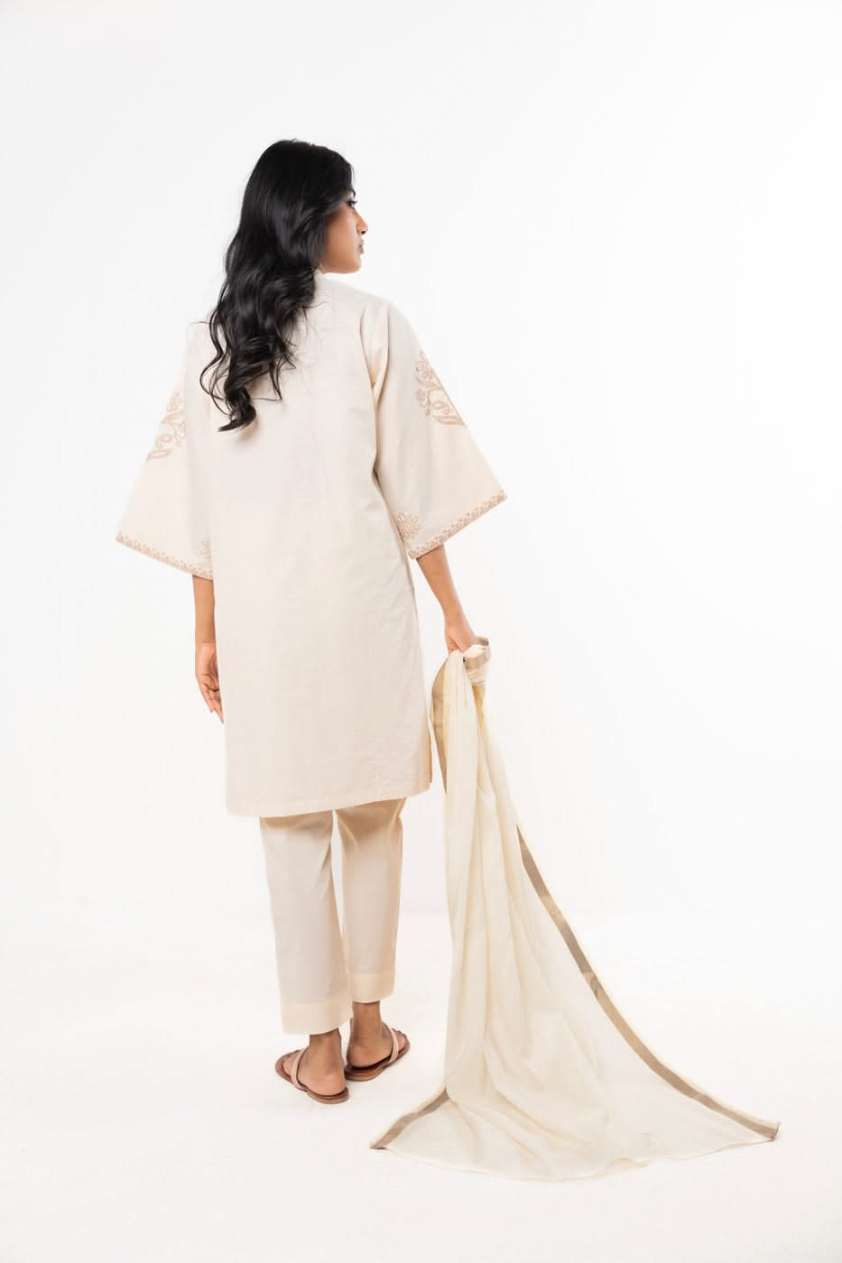 Stitched - Embroidered Zari Lawn Kurta