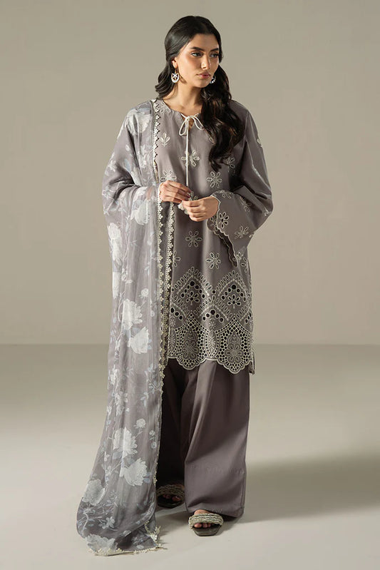 WHISPER ASH-3PC CHIKANKARI SUIT