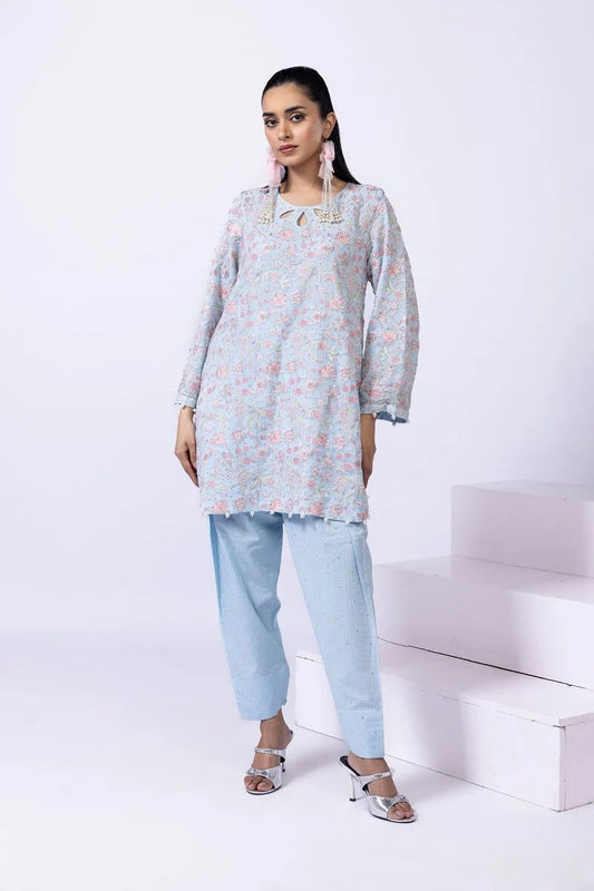 Embroidered | Polyester Crinkle Chiffon Kurta