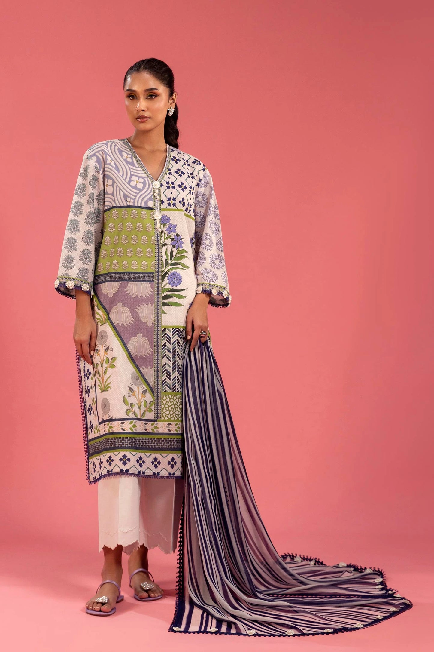 Unstitched Lawn 2 Piece Suit