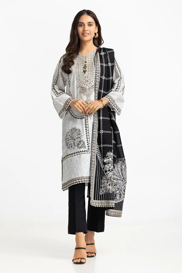 Lawn Embroidered With Lacquer Printed Shirt And Printed Dupatta IUSTKD-290