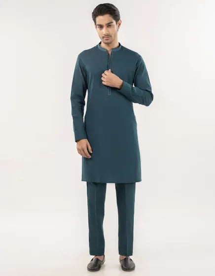 SEA GREEN COTTON KURTA TROUSER | JJKP-A-33177