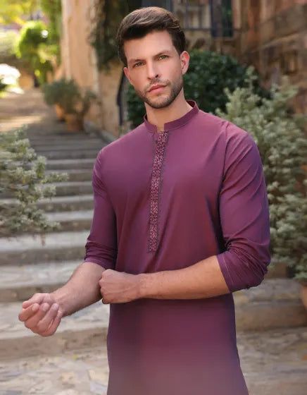 PLUM COTTON KURTA TROUSER | JJKP-A-50040