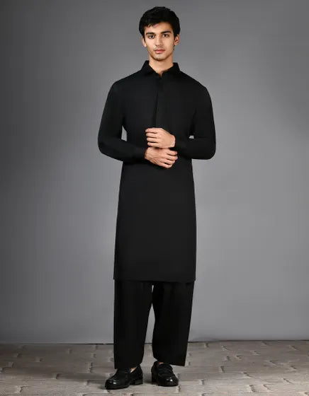 BLACK BLENDED KAMEEZ SHALWAR | JJKS-A-30729-R38-AP