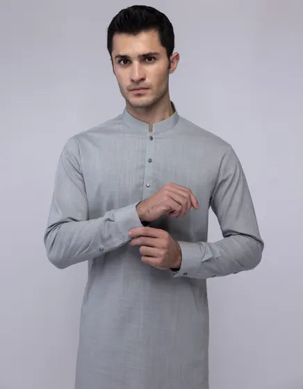 LIGHT GREY COTTON KURTA TROUSER | JJKP-A-47377