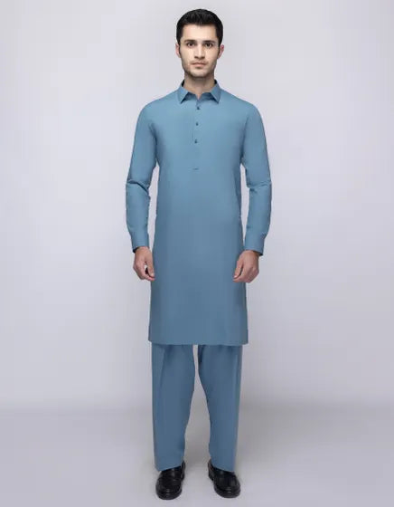 TEAL UNSTITCHED KAMEEZ SHALWAR FABRIC | JJMS-3052