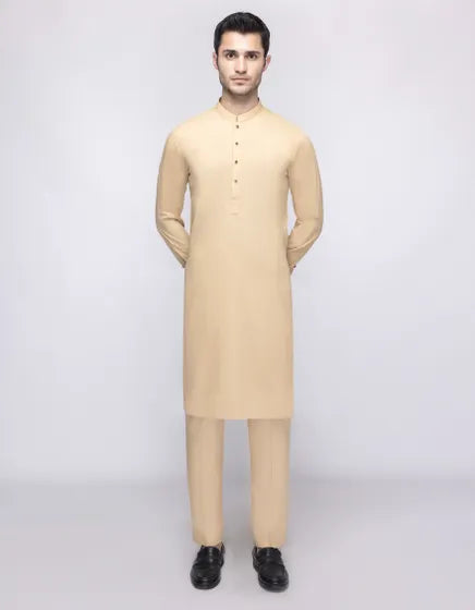 BEIGE BLENDED UNSTITCHED KAMEEZ SHALWAR FABRIC | JJMS-3055