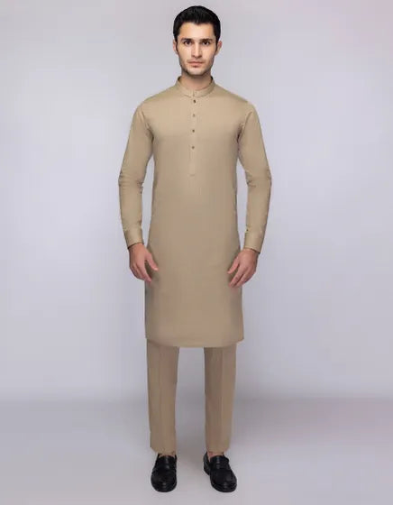 BEIGE BLENDED UNSTITCHED KAMEEZ SHALWAR FABRIC | JJMS-3081