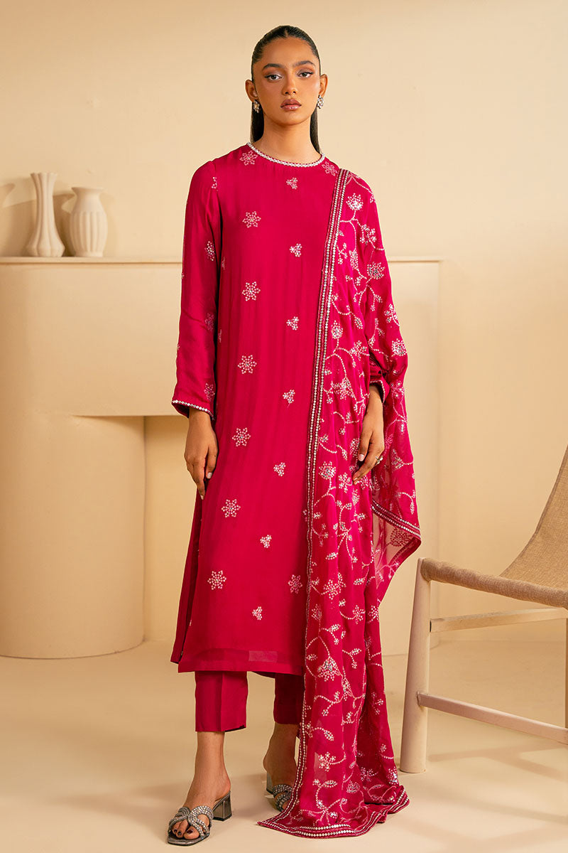 MAGENTA BLOOM-3PC (SHIRT,TROUSER & DUPATTA)