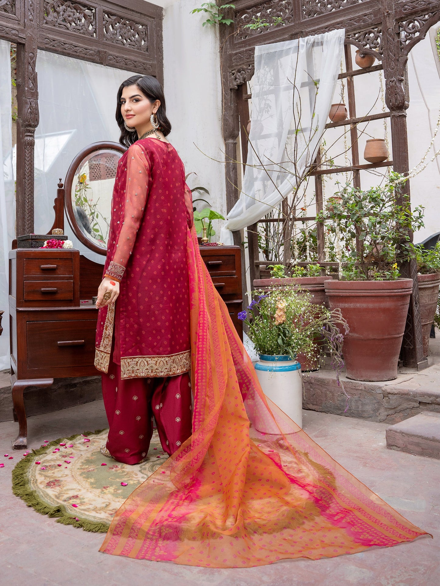 3 Piece Organza Suit-Embroidered (Pret)