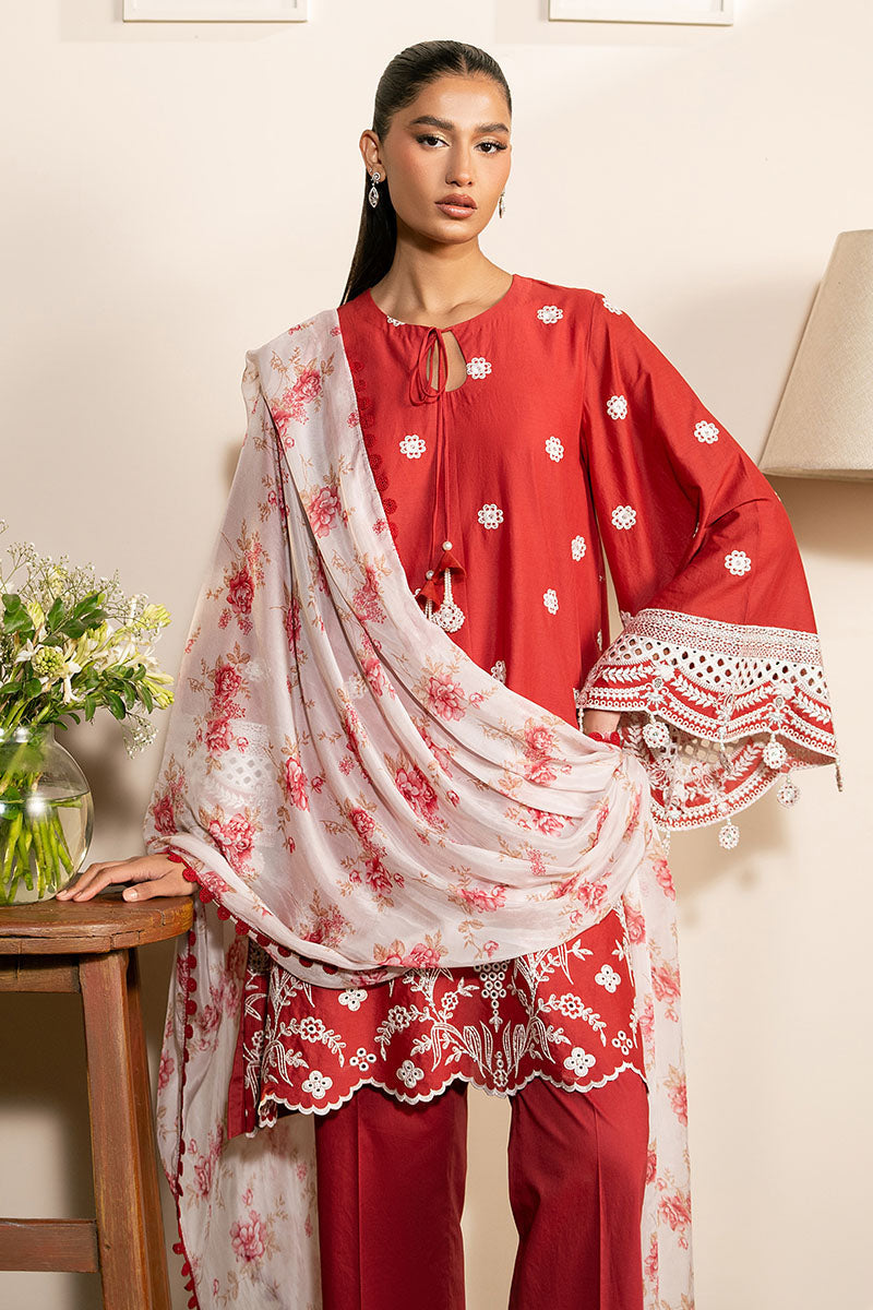 SCARLET GARDEN- 3PC EMBROIDERED LAWN SUIT