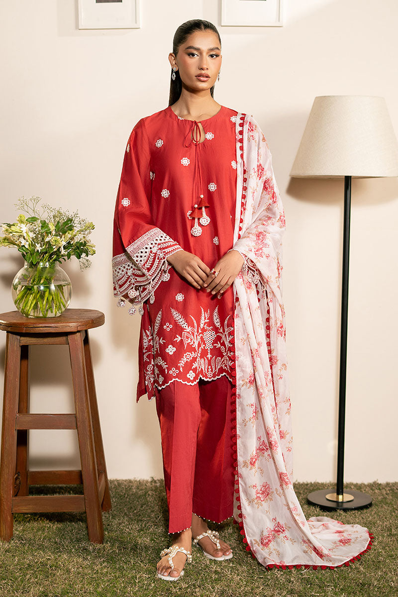 SCARLET GARDEN- 3PC EMBROIDERED LAWN SUIT