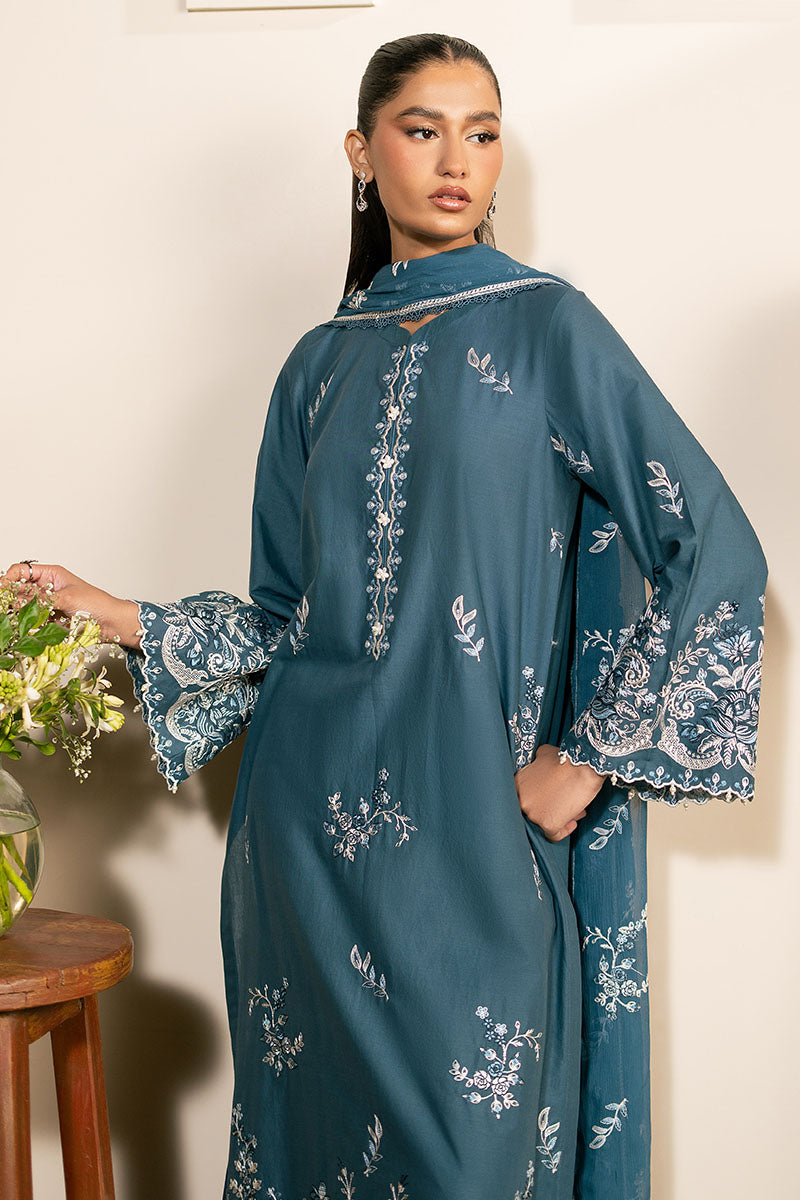 TEAL SERENITY- 3PC EMBROIDERED LAWN SUIT