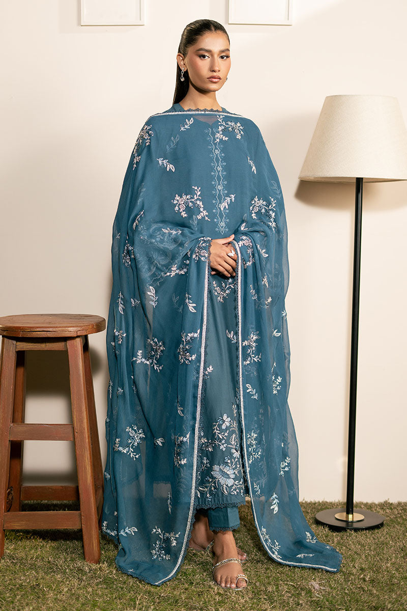 TEAL SERENITY- 3PC EMBROIDERED LAWN SUIT