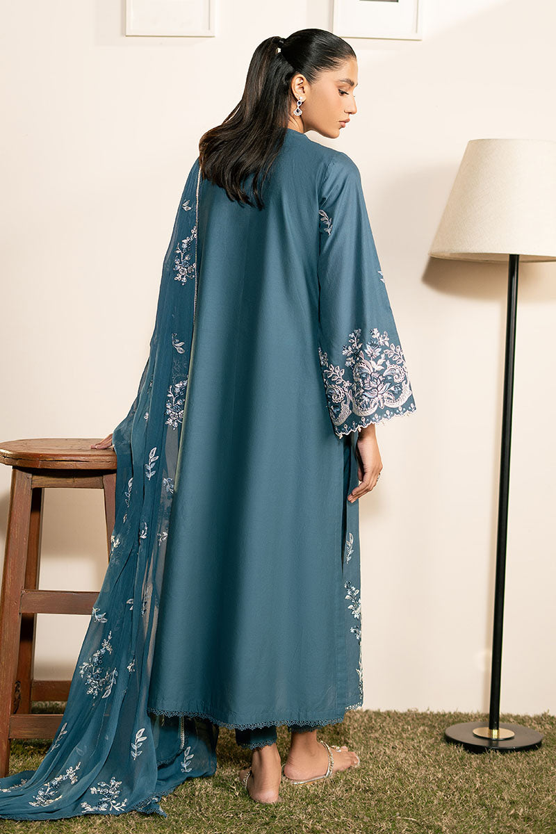 TEAL SERENITY- 3PC EMBROIDERED LAWN SUIT