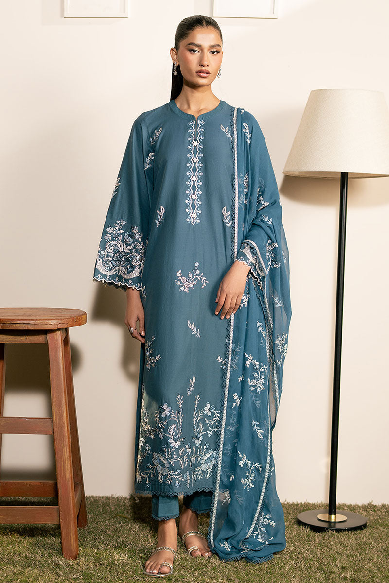 TEAL SERENITY- 3PC EMBROIDERED LAWN SUIT