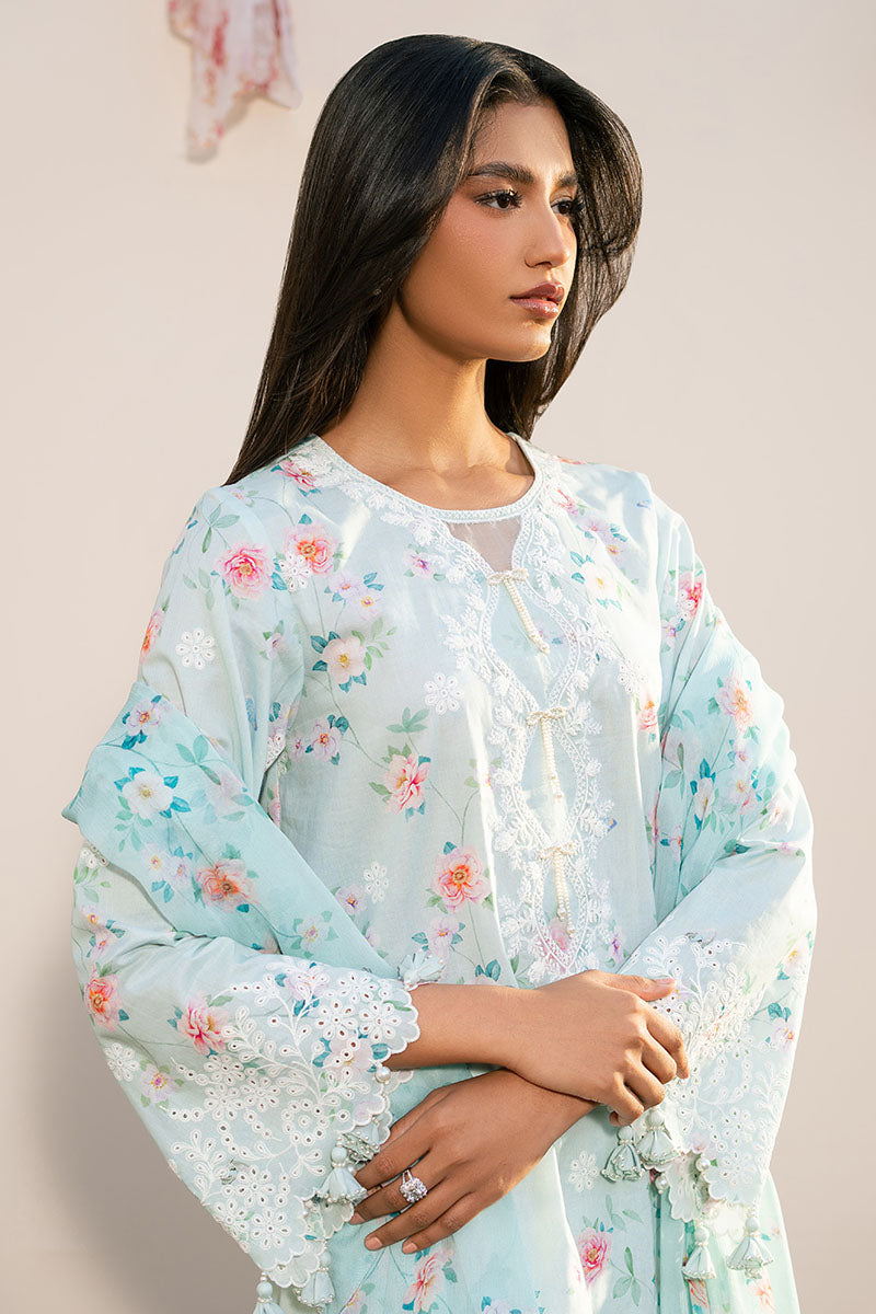 AQUA DEW- 3PC EMBROIDERED LAWN SUIT