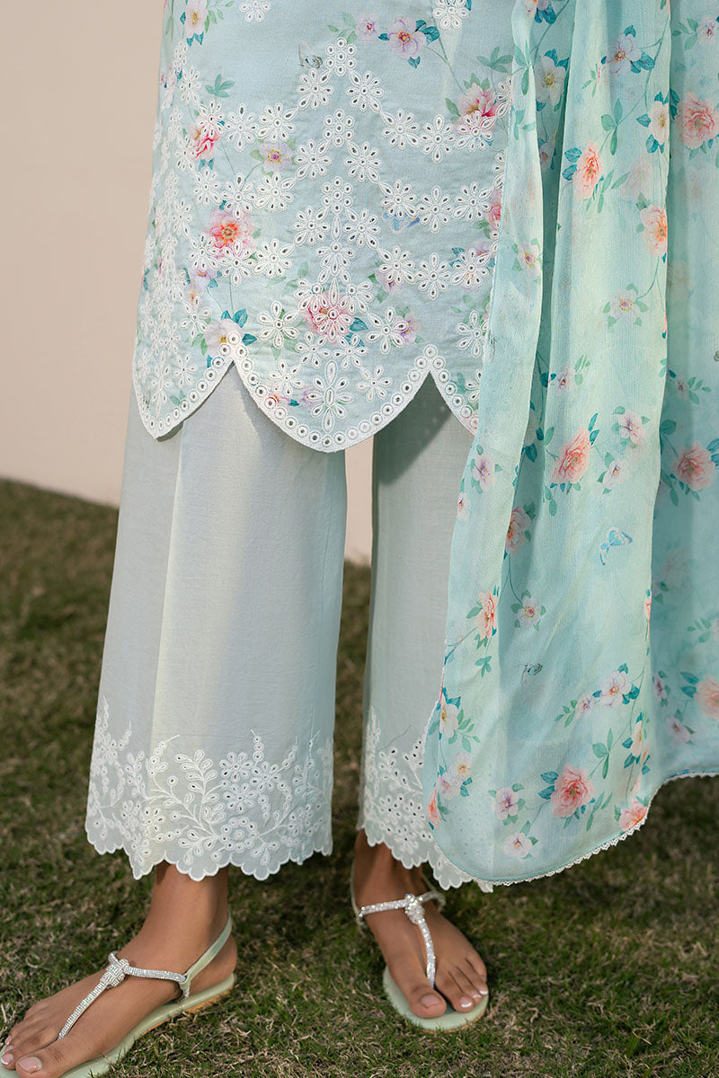 AQUA DEW- 3PC EMBROIDERED LAWN SUIT