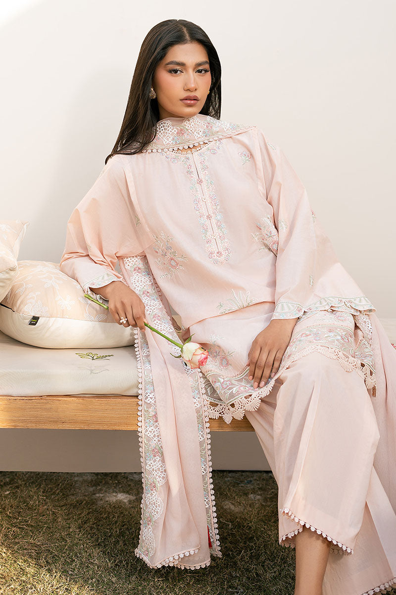 PEACH BLOOM- 3PC EMBROIDERED LAWN SUIT