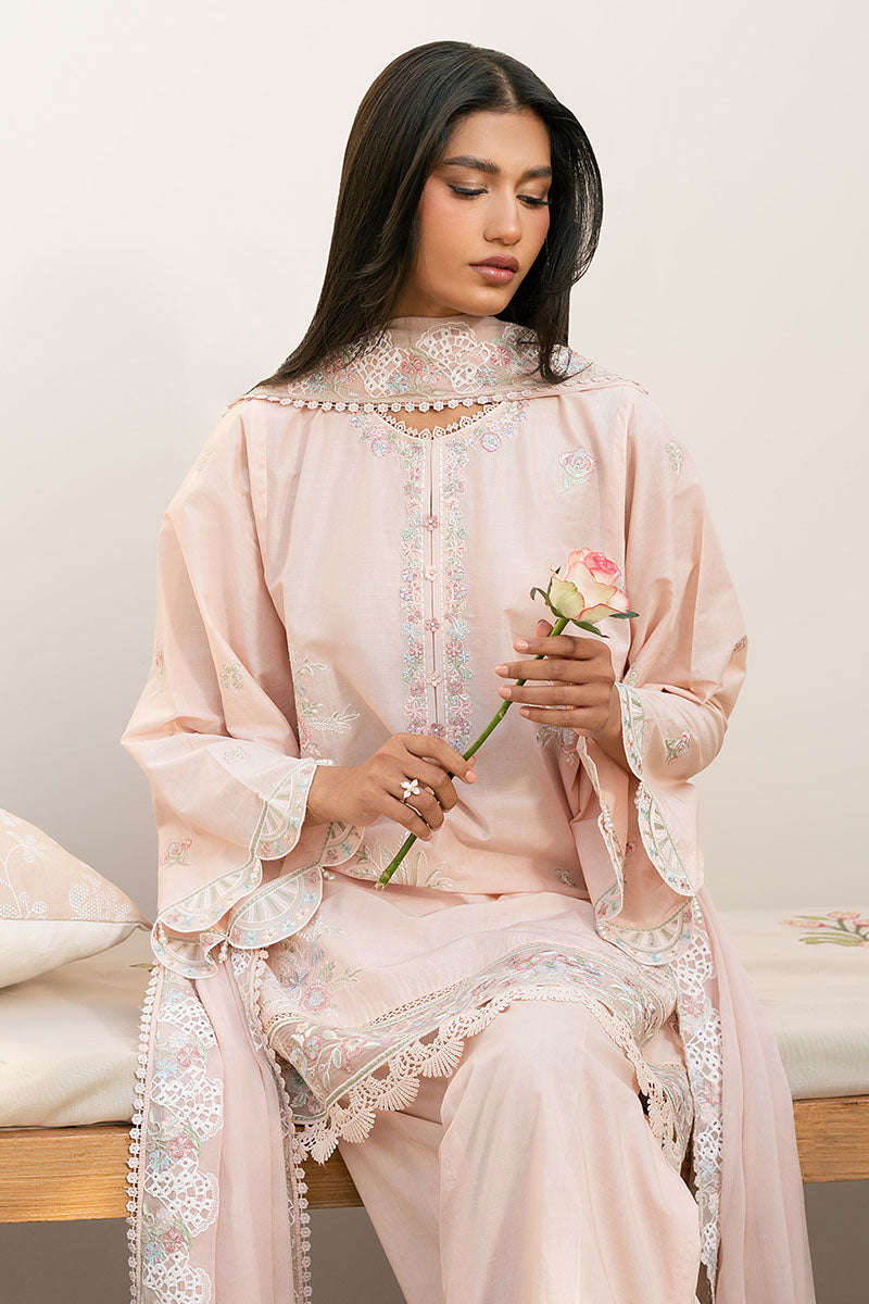 PEACH BLOOM- 3PC EMBROIDERED LAWN SUIT