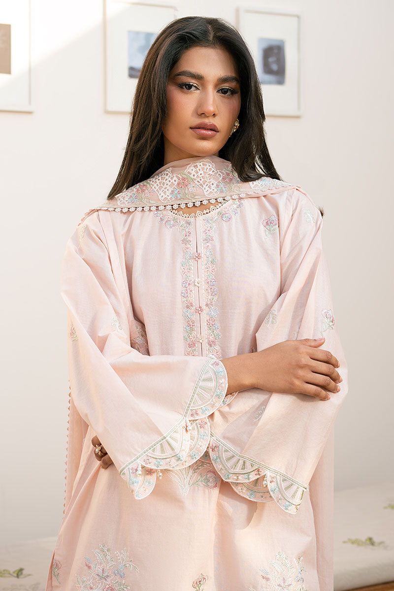 PEACH BLOOM- 3PC EMBROIDERED LAWN SUIT