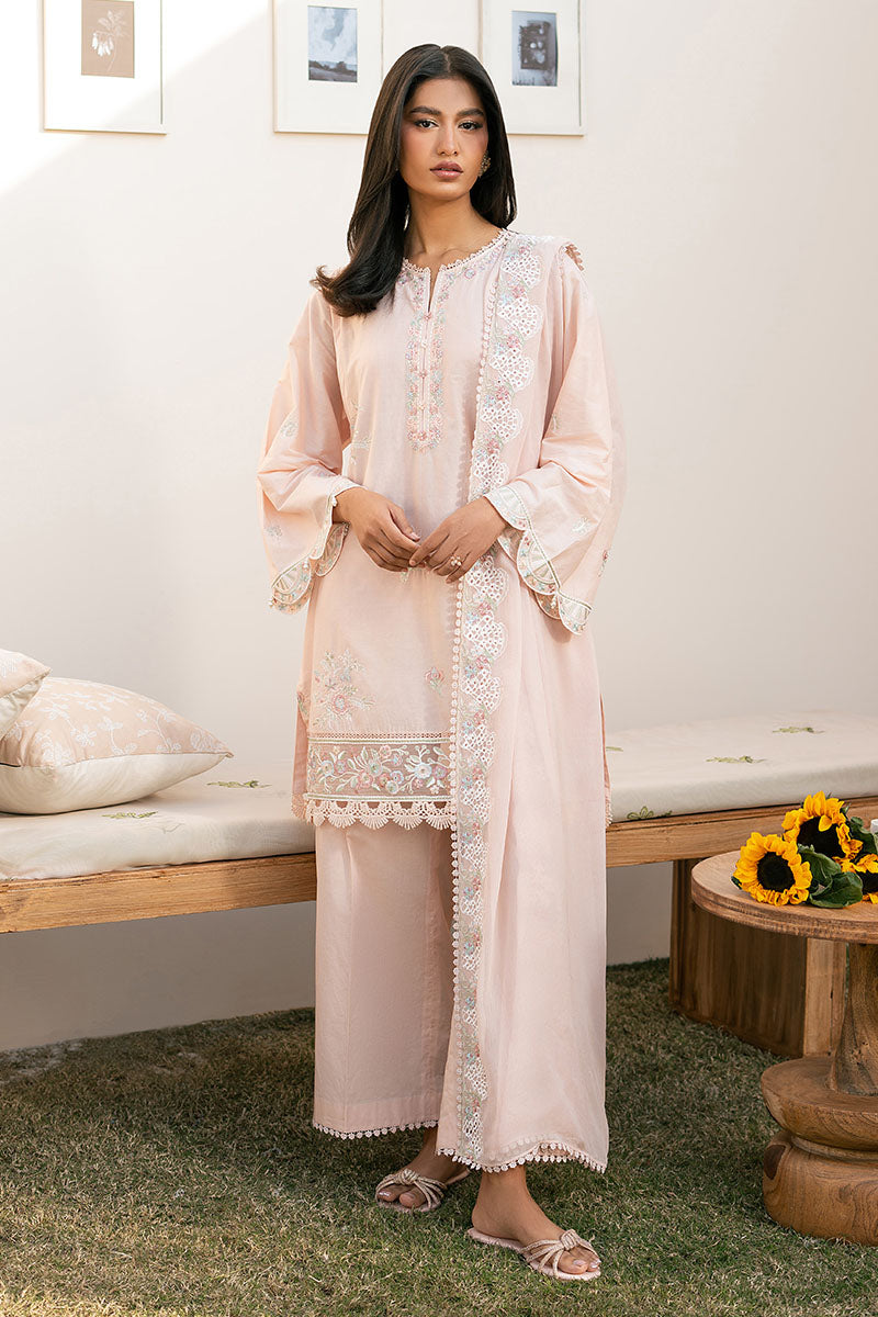 PEACH BLOOM- 3PC EMBROIDERED LAWN SUIT