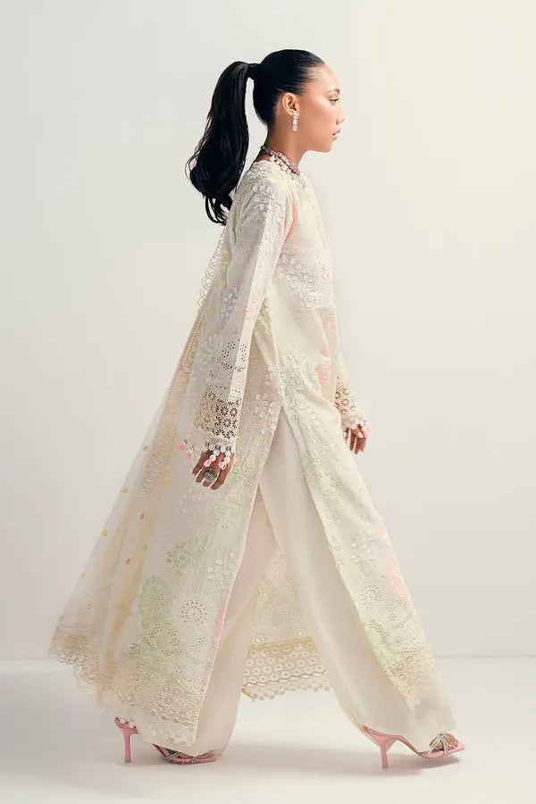 3 Piece Unstitched Schiffli Embroidered Lawn Suit with Embroidered Chiffon Dupatta PM-52047