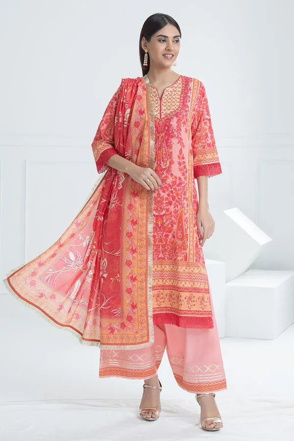 3 Piece Unstitched Printed Lawn Suit CL-52090