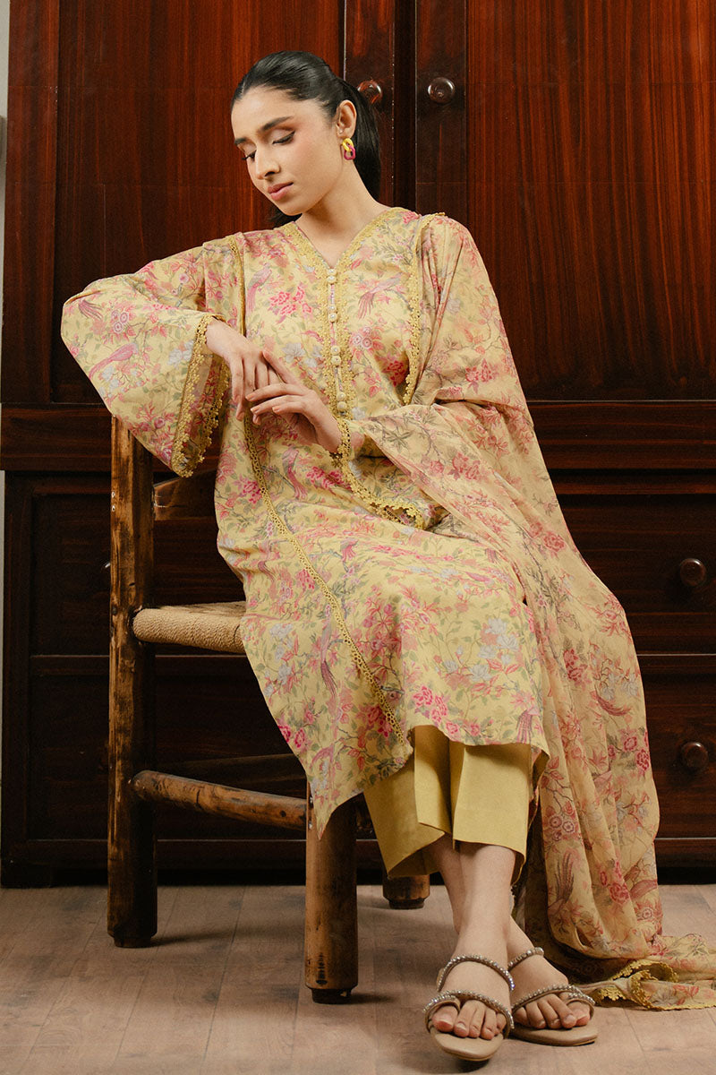 VERDANT GLOOM-3 PC PRINTED LAWN SUIT