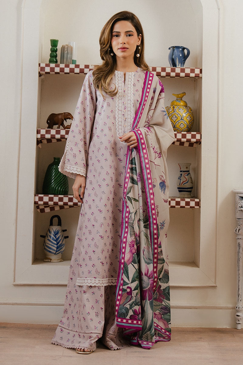 LILAC HORIZON-3 PC PRINTED LAWN SUIT