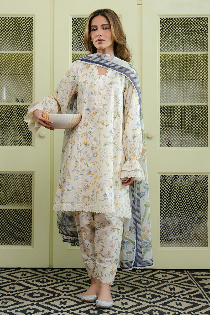 IVORY AURA-3 PC PRINTED LAWN SUIT