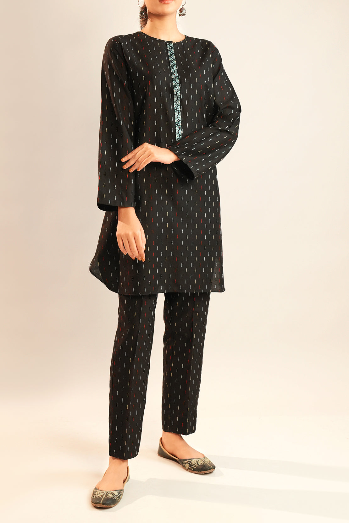 Embroidered Cotton Jacquard Stitched 2 Piece (Shirt/Trouser)