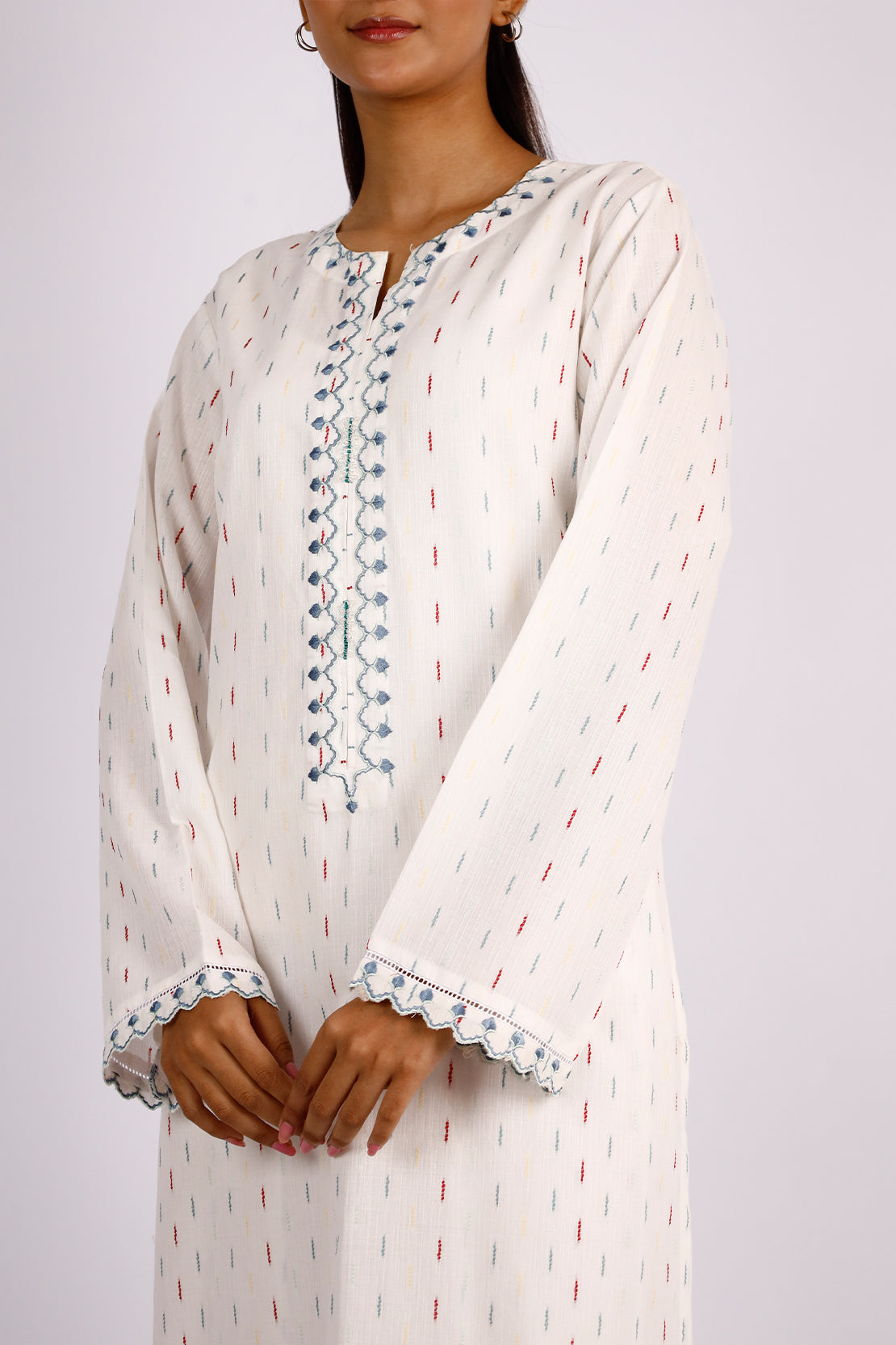 Embroidered Cotton Jacquard Stitched 2 Piece (Shirt/Trouser)