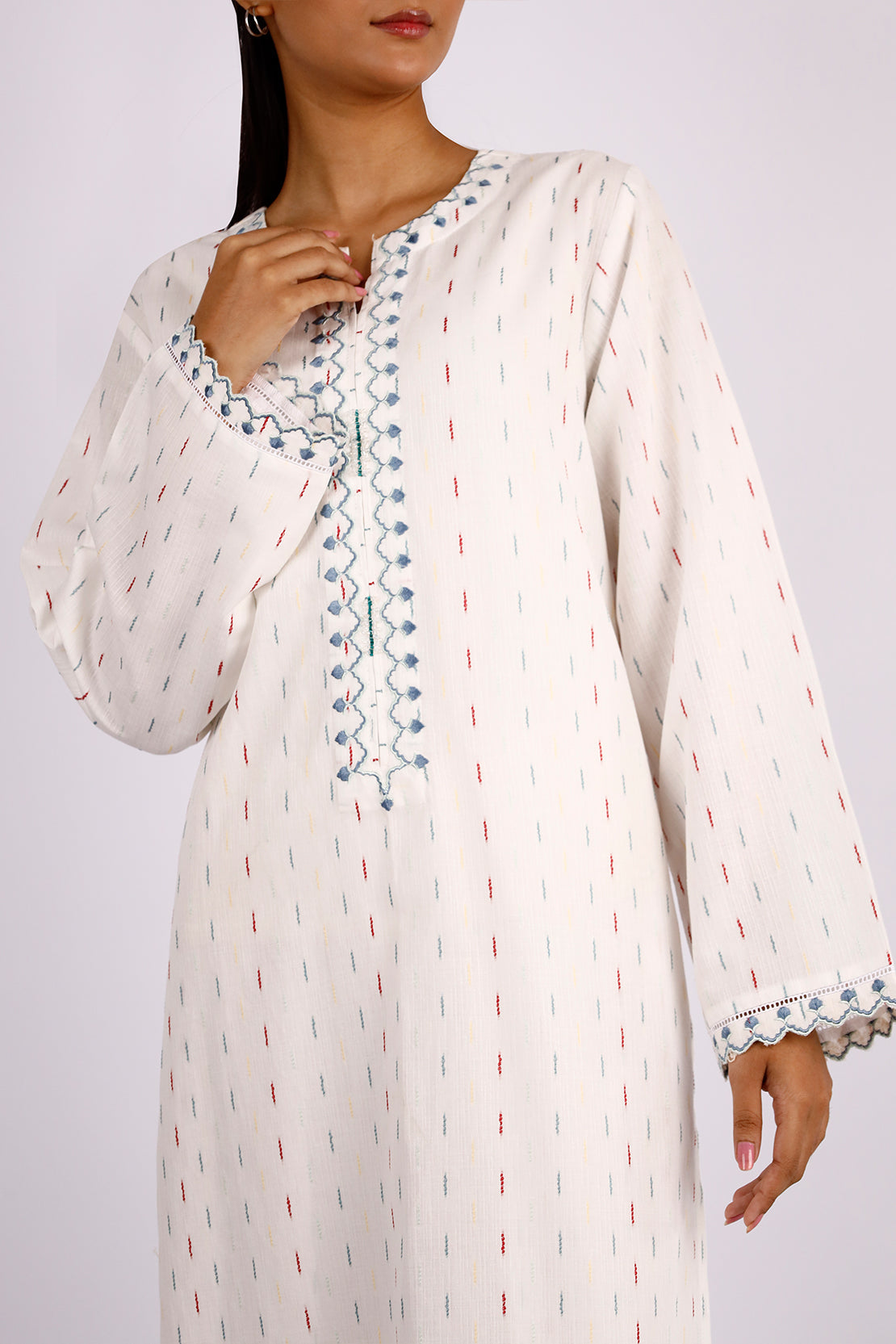 Embroidered Cotton Jacquard Stitched 2 Piece (Shirt/Trouser)