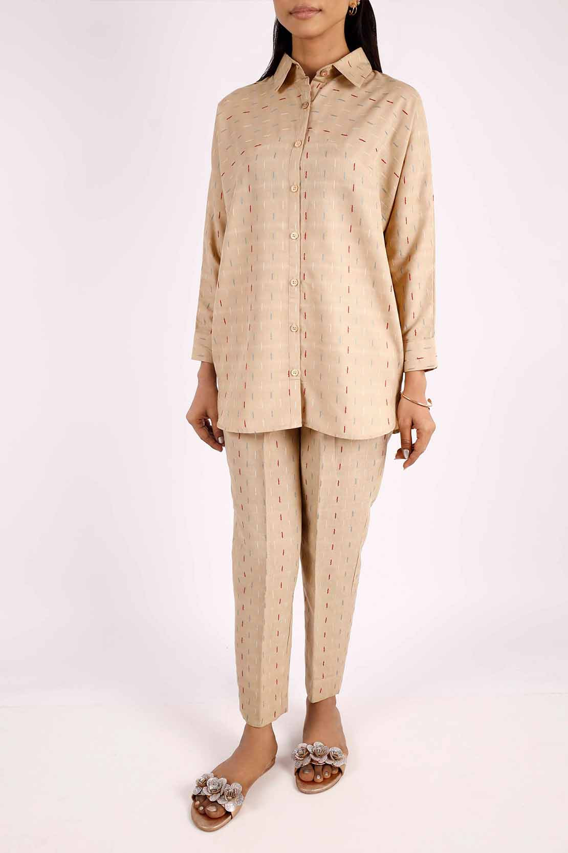 Cotton Jacquard Stitched 2 Piece (Shirt/Trouser)