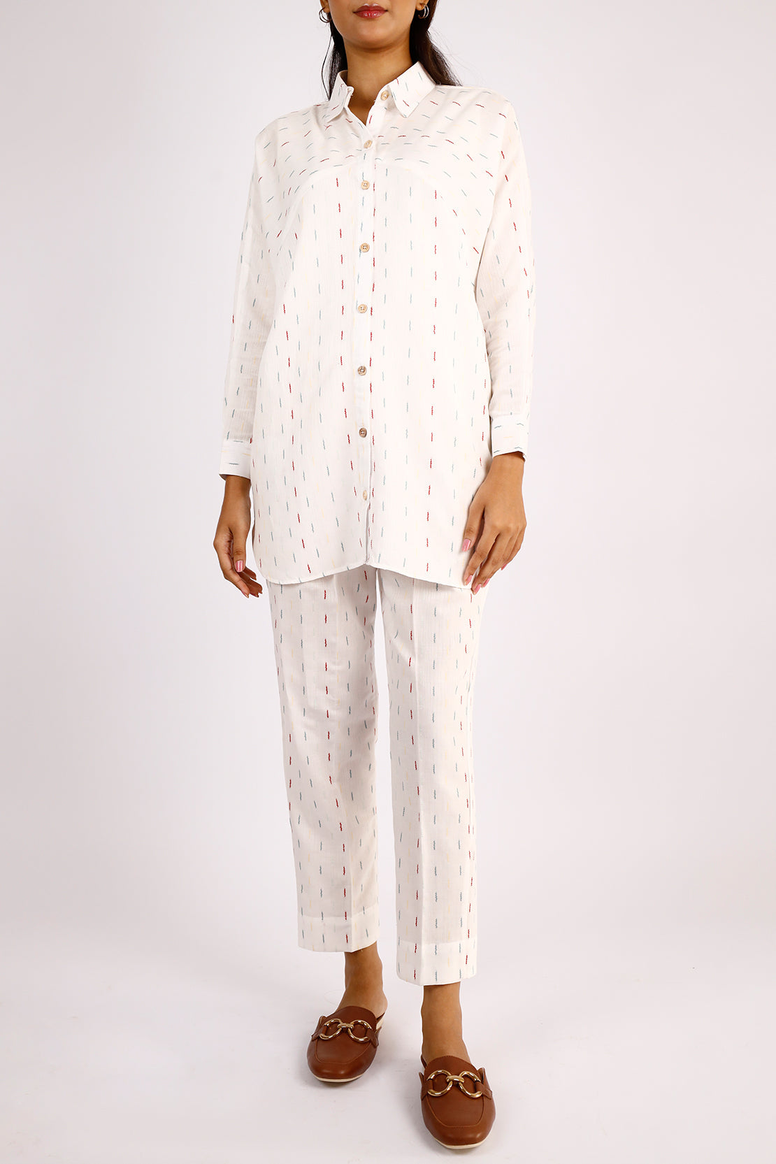 Cotton Jacquard Stitched 2 Piece (Shirt/Trouser)