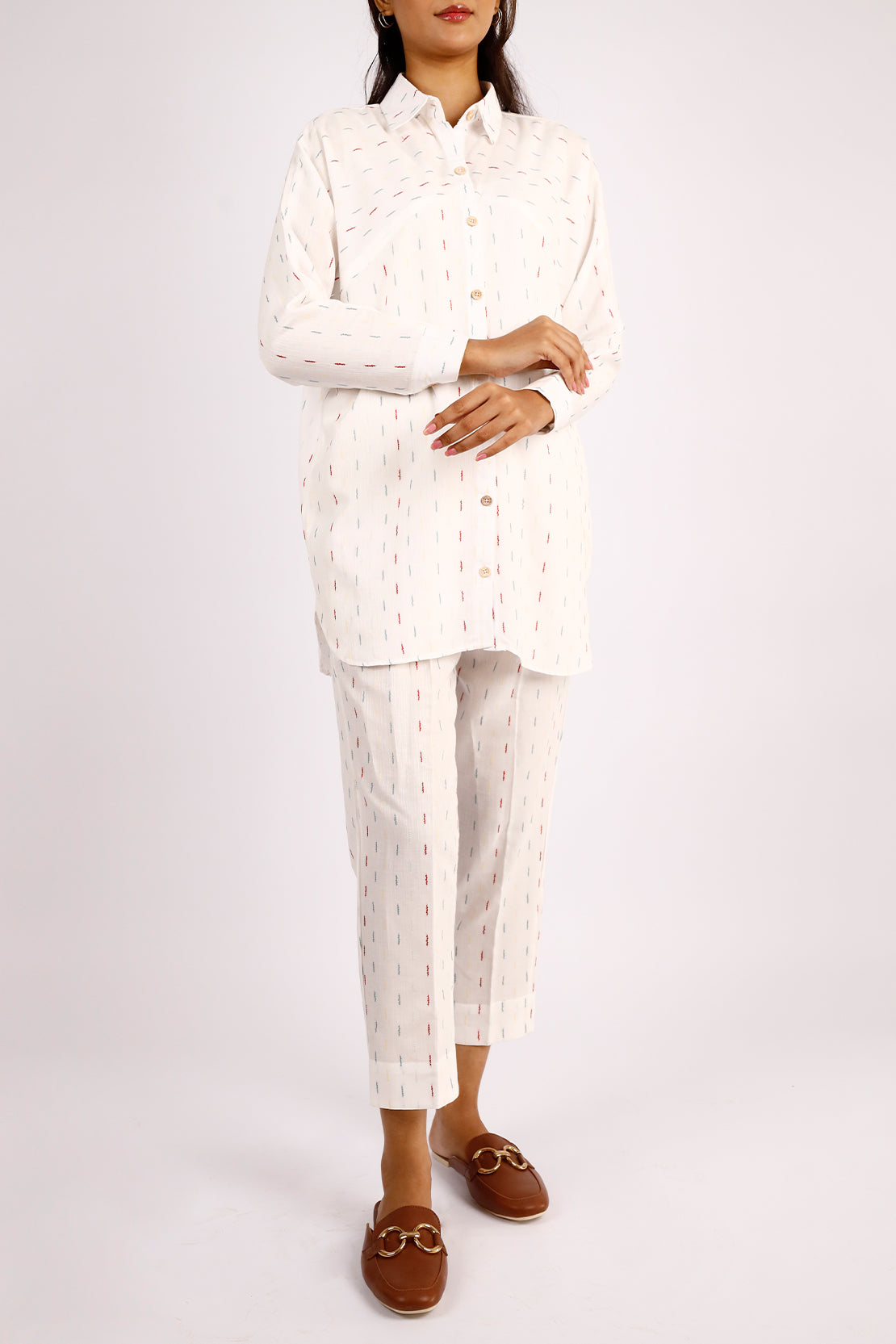 Cotton Jacquard Stitched 2 Piece (Shirt/Trouser)