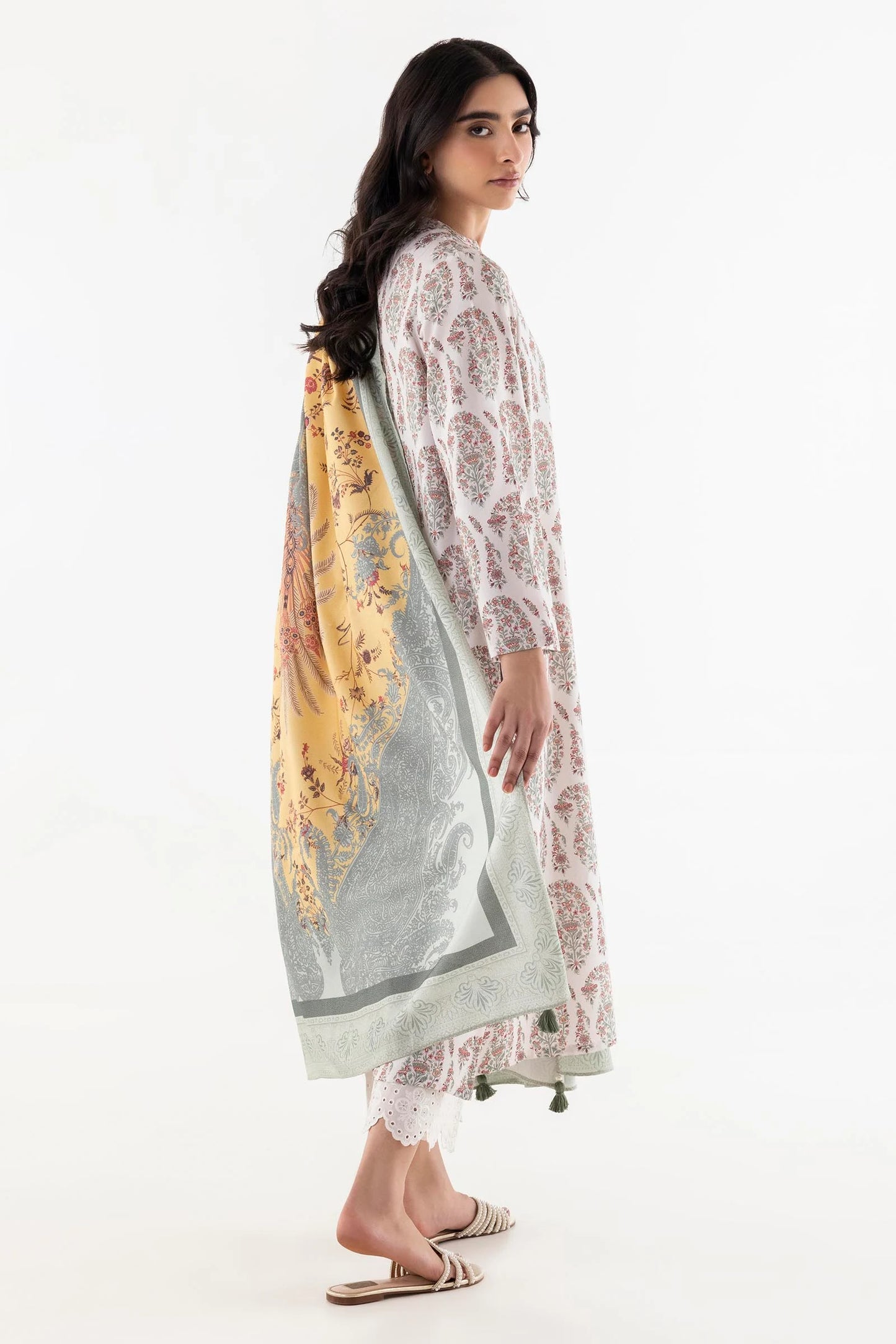 Stitched Paisely Printed Linen Shirt + Dupatta