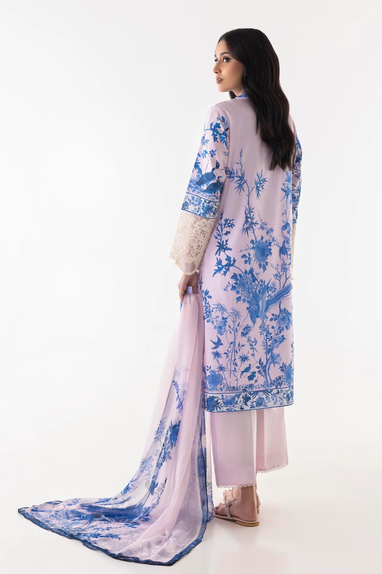 Stitched Lawn Embroidered Shirt + Culotte + Dupatta