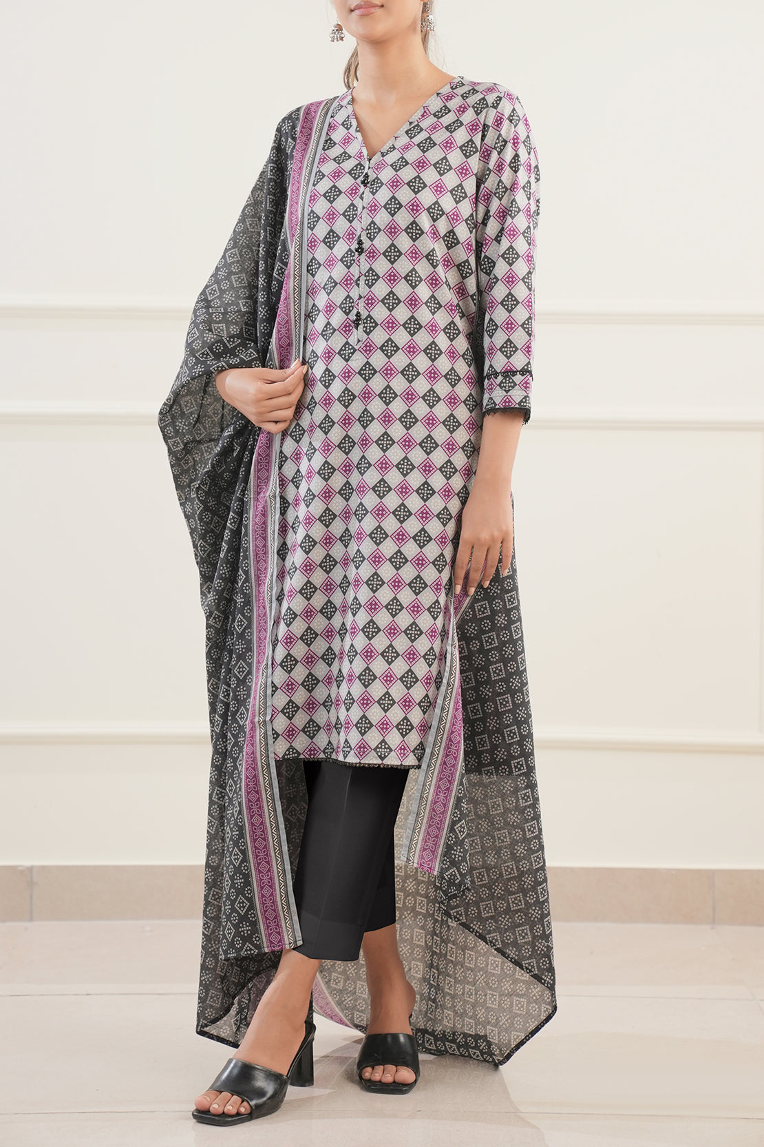 Unstitched Printed Lawn 3 Piece